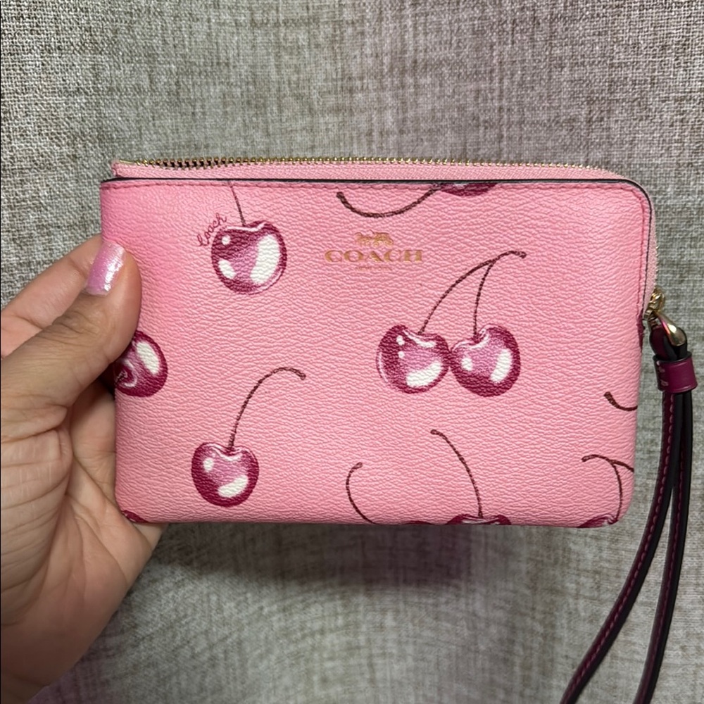 Coach Pink Cherry Pattern Wristlet